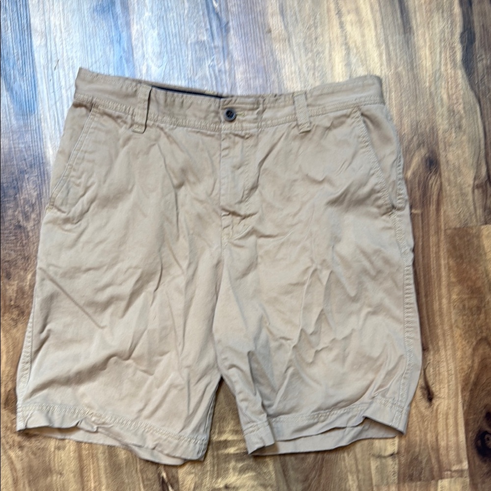 Izod Tan Flat Front Casual Shorts